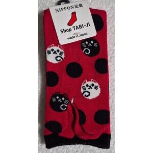 Tabi Socks Red Black White Cats Japanese Toe Socks Nippon Tabi-Ji Made in Japan